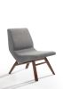 Whitney Modern Grey & Walnut Accent Chair with Footrest Ottoman