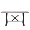 Sintered Stone Dining Table, 63" Modern Gray Rectangular Kitchen Dinner Table