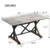 Sintered Stone Dining Table, 63" Modern Gray Rectangular Kitchen Dinner Table