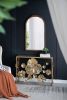 Gold Console Table with Mirrored Glass Top and Gold Gilded Floral Design