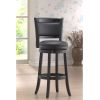 Black 29-inch Swivel Seat Barstool with Faux Leather Cushion Seat