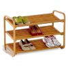 3 Tier Bamboo Shoe Rack Shelf & Holds 9-12 Pairs of Shoes