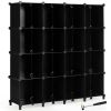 16 Cubes Plastic Storage Organizer with Rustproof Steel Frame-Black