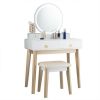 Set 3 Makeup Vanity Table Color Lighting Jewelry Divider Dressing Table-White