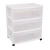 White Mobile 3-Drawer Storage Cart Wardrobe Home Storage Cabinet