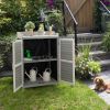 Grey Solid Wood Patio Storage Cabinet Garden Potting Bench Table with Metal Top