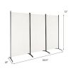 6-Ft White 3-Panel Room Divider Screen with Steel Base and Heavy Duty Hinges