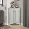 Triangle Bathroom Storage Cabinet with Adjustable Shelves in Gray, White & Oak