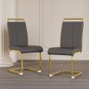 Set of 2 Faux Leather Upholstered Dining Chairs with C-Shaped Golden Plated Base