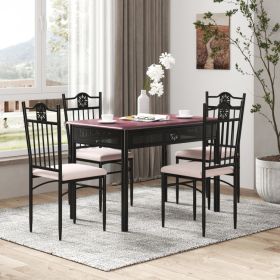 5 Piece Dining Room Table and 4 Cushioned Chairs (Color: Beige)