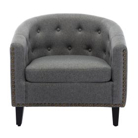 Chesterfield Tufted Barrel Chair (Color: Grey)