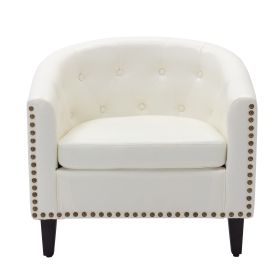 Chesterfield Tufted Barrel Chair (Color: White)