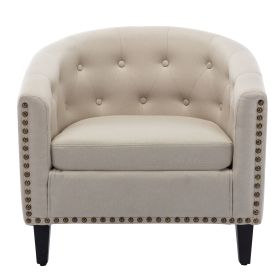 Chesterfield Tufted Barrel Chair (Color: tan)