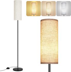 Modern Standing Floor Lamp with Lampshade and Foot Switch (Color: Linen)