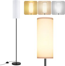 Modern Standing Floor Lamp with Lampshade and Foot Switch (Color: White)