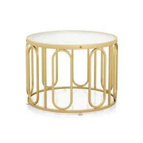 Gold or Black Round Coffee Table with Oval Swivel Brackets with Adjustable Foot Pads (Type: Coffee Tables, Color: Gold)