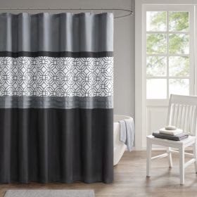 Embroidered and Pieced Shower Curtain (Color: as Pic)