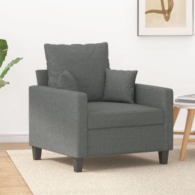 Dark Gray Sofa Chair with Padded Seat, Armrests and Back Pillow (Color: Gray)