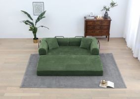 77.9” Foldable Sofa Floor Couch with Convertible Sleeper, 2 Matching Pillows in 9 Colors (Color: Army green) 77.9” Foldable Sofa Floor Couch with Convertible Sleeper, 2 Matching Pillows in 9 Colors (Color: Army green)