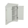 Triangle Bathroom Storage Cabinet with Adjustable Shelves in Gray, White & Oak