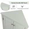 Triangle Bathroom Storage Cabinet with Adjustable Shelves in Gray, White & Oak