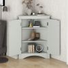 Triangle Bathroom Storage Cabinet with Adjustable Shelves in Gray, White & Oak