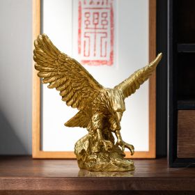 NORTHEUINS American Resin Golden Eagle Statue Art Animal Model Collection Ornament Home Office Desktop Feng Shui Decor Figurines (Color: Eagle L)