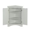 Triangle Bathroom Storage Cabinet with Adjustable Shelves in Gray, White & Oak