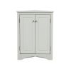 Triangle Bathroom Storage Cabinet with Adjustable Shelves in Gray, White & Oak