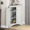 Triangle Bathroom Storage Cabinet with Adjustable Shelves in Gray, White & Oak