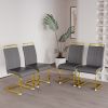 Set of 2 Faux Leather Upholstered Dining Chairs with C-Shaped Golden Plated Base