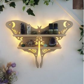 Wooden Wall Shelf Home Decoration Organizer Moon Butterfly Cat Bedroom Room Decor Storage Rack Wall-mount Display Stand Shelves (Color: Log Butterfly)